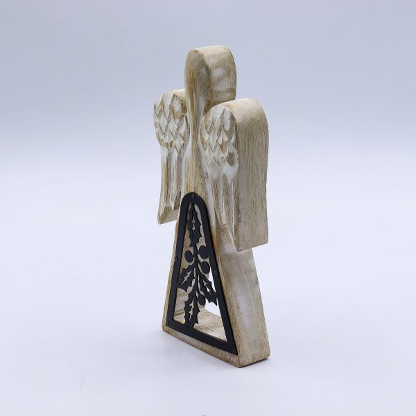 Mango Wood Angel - Whitewash with Iron Decor Cut Out - Image 7