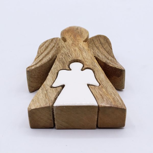 Mango Wood Angel in Angel - White Enamel - Image 6