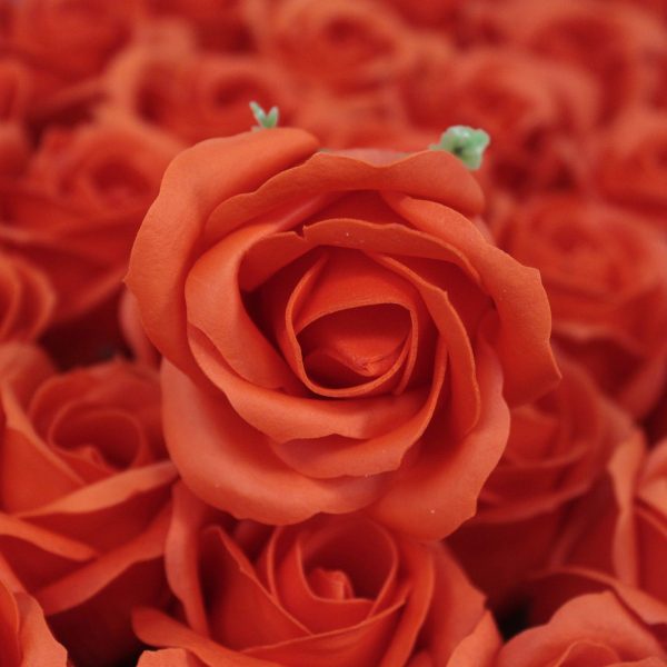 Craft Soap Flowers - Med Rose - Sunset Orange - Image 4