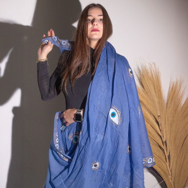 Nomad Sari On the Med Collection - Pareo - Sea Blue & Gold Fish Design - Image 4