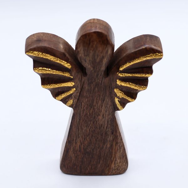 Medium Mango Wood Angel - Gold Decor - Image 6