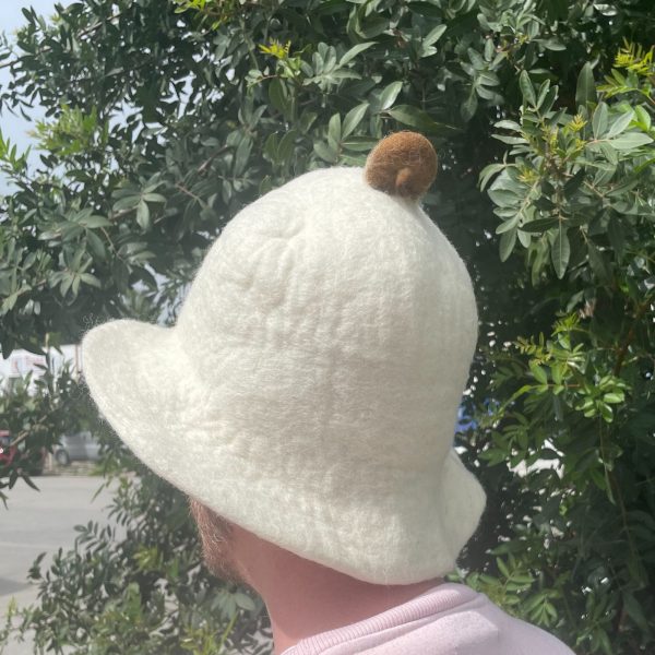 Felted Sauna Bowl Hat - Natural - Image 2