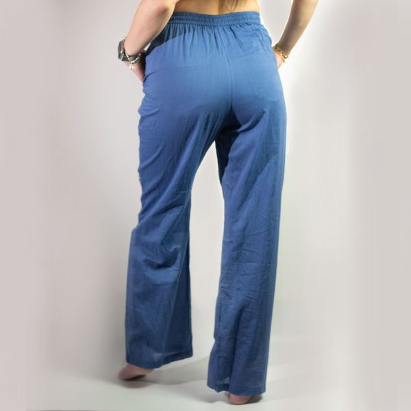(ML) Nomad Sari On the Med Collection - Lounge Pants - Rich Blue & Gold Hand Painted Evil Eye Design - Image 2