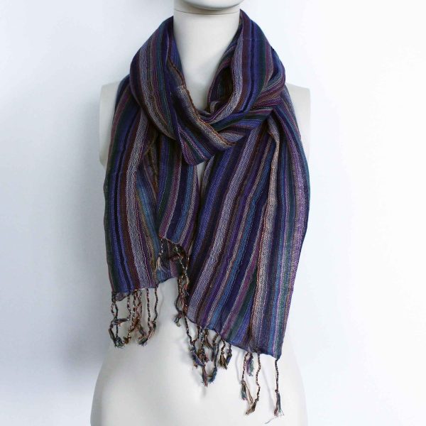 Indian Boho Scarves - 22x72cm - Random Colours With Gold Thread - Image 2