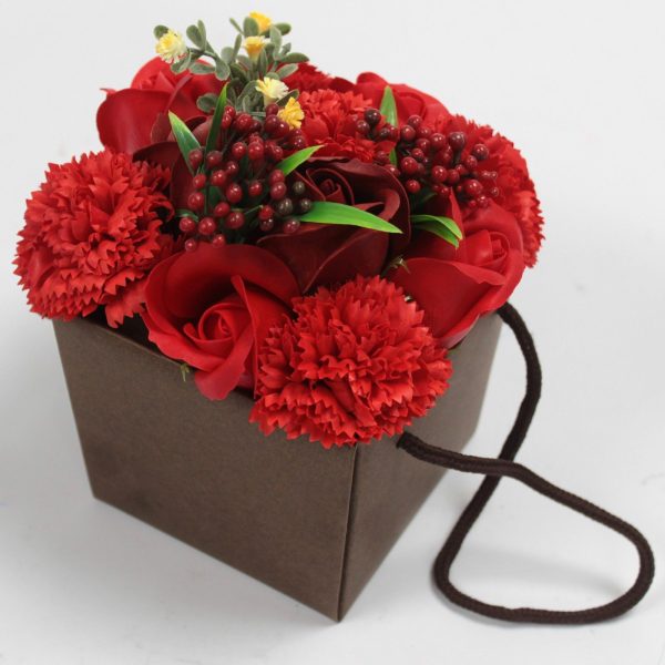 Soap Flower Bouquet - Red Rose & Carnation - Image 4