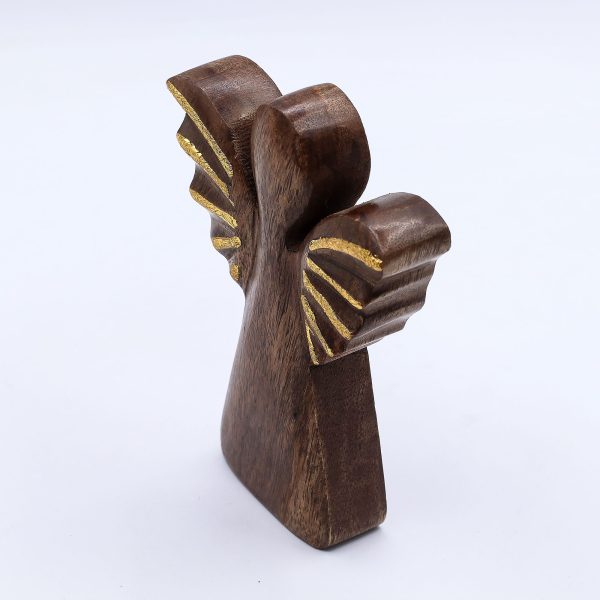 Medium Mango Wood Angel - Gold Decor - Image 3