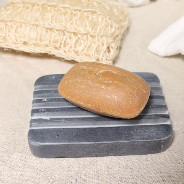 Grey Soapstone Soap Dish 12x8.5cm - Heavey Ridges - Image 3