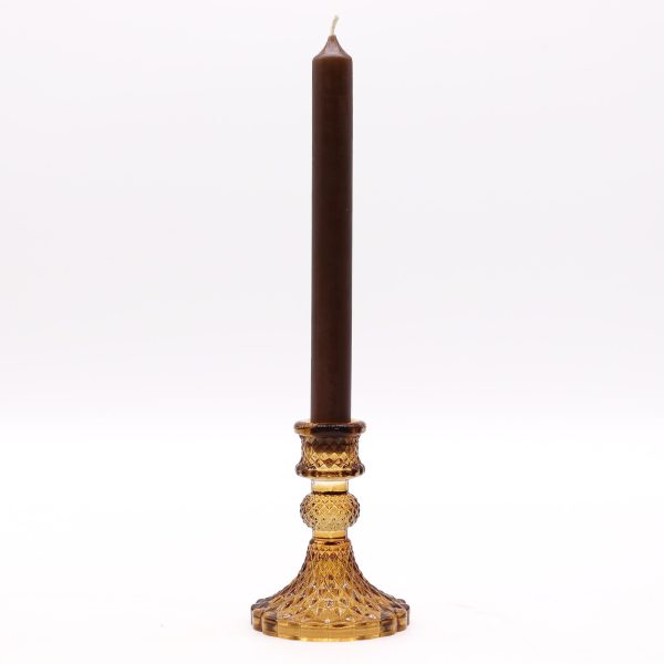 Vintage Dinner Candle Holder - Antique Amber - Image 2