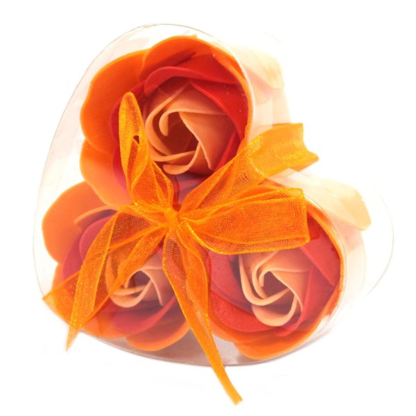 Set of 3 Soap Flower Heart Box - Peach Roses - Image 2