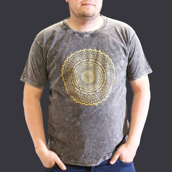 XLarge Stone Washed T-Shirt - Mandala - Dark Grey - Image 2