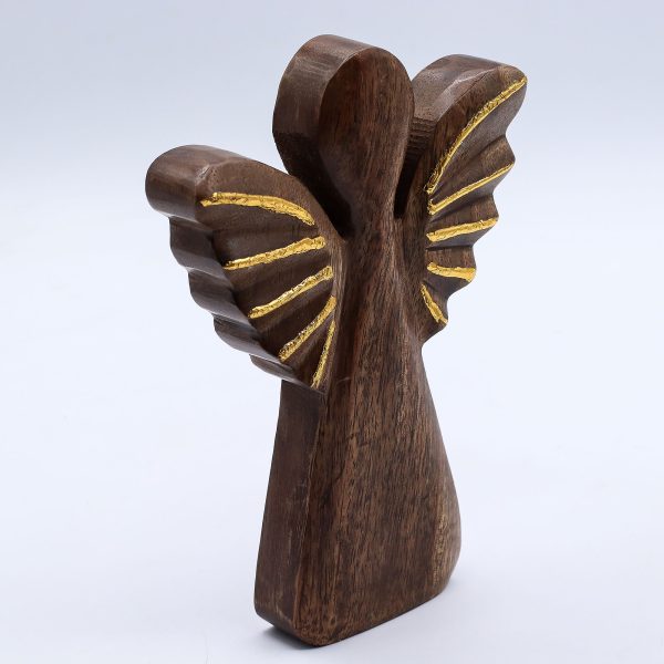 Large Mango Wood Angel - Gold Decor - Image 2