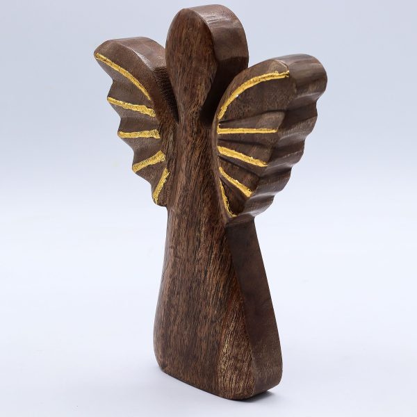 Large Mango Wood Angel - Gold Decor - Image 3