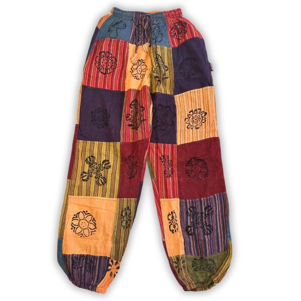 Nomad Sari - Mushroom Pants - Block Print Designs - Orange Tones S/M - Image 3