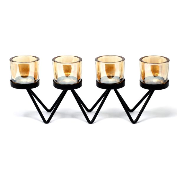 Centrepiece Iron Votive Candle Holder - 4 Cup Zig Zag - Image 2