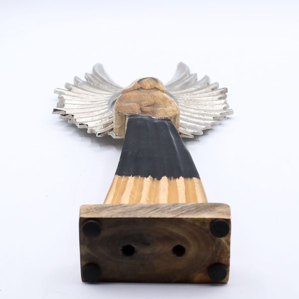 Large Mango Wood Gardian Angel Metal Wings & Enamel Detail - Image 6