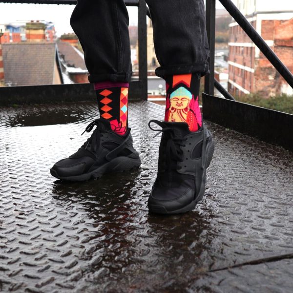 Hop Hare Bamboo Socks M/L - Pink Buddha & Lotus  - Image 3