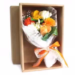 Boxed Hand Soap Flower Bouquet – Orange | www.artisan-gifts.co.uk 1