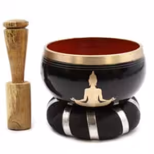 Buddha Singing Bowl Set- Black/Orange 10.7cm | www.artisan-gifts.co.uk 1
