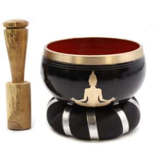 Buddha Singing Bowl Set- Black/Orange 10.7cm | www.artisan-gifts.co.uk 1