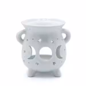 Cauldron Oil Burner – Moon Phase – White | www.artisan-gifts.co.uk 1