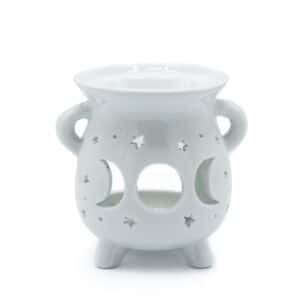 Cauldron Oil Burner – Moon Phase – White | www.artisan-gifts.co.uk 1
