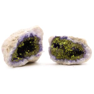 Coloured Calsite Geodes – Natural Rock – Purple & Gold | www.artisan-gifts.co.uk 1
