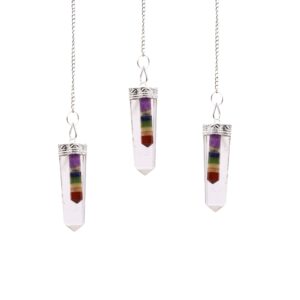 Crystal – 7 Chakra Bounded Thin Point Flat Pendant | www.artisan-gifts.co.uk 1
