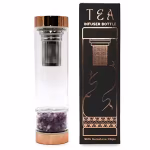 Crystal Glass Tea Infuser Bottle – Rose Gold – Amethyst | www.artisan-gifts.co.uk 1