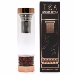 Crystal Glass Tea Infuser Bottle – Rose Gold – Red Jasper | www.artisan-gifts.co.uk 1