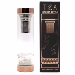 Crystal Glass Tea Infuser Bottle – Rose Gold – Rock Quartz | www.artisan-gifts.co.uk 1