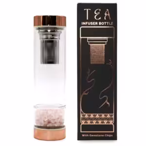 Crystal Glass Tea Infuser Bottle – Rose Gold – Rose Quartz | www.artisan-gifts.co.uk 1