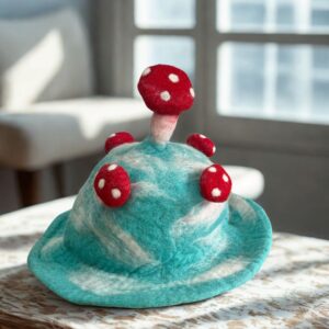 Felted Mushroom Hat – Lost in a Sky Blue | www.artisan-gifts.co.uk 1