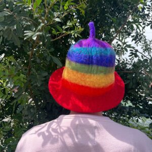 Felted Sauna Bowl Hat – Rainbow | www.artisan-gifts.co.uk 1