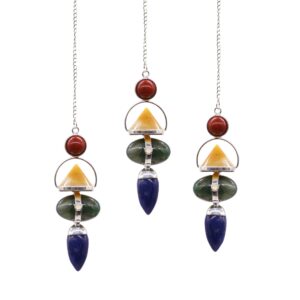 Four Elements Gemstone Pendulum – Red Jasper, Yellow Adventurine, Moss Agate, Sodalite & Moonstone | www.artisan-gifts.co.uk