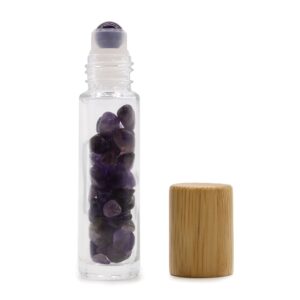 Gemstone Essential Oil Roller Bottle – Amethyst  – Wooden Cap | www.artisan-gifts.co.uk 1