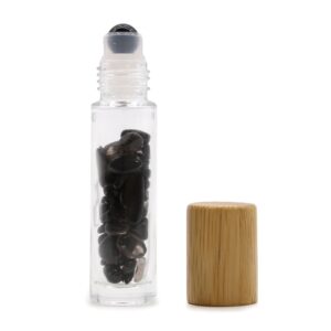 Gemstone Essential Oil Roller Bottle – Black Tourmaline  – Wooden Cap | www.artisan-gifts.co.uk 1