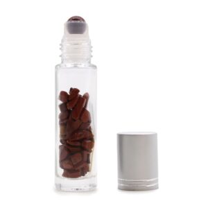 Gemstone Essential Oil Roller Bottle – Red Jasper  – Silver Cap | www.artisan-gifts.co.uk 1