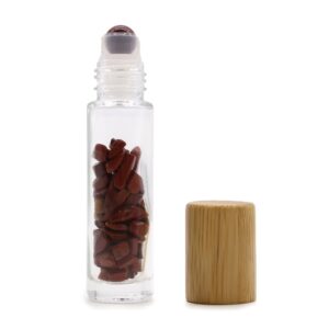 Gemstone Essential Oil Roller Bottle – Red Jasper  – Wooden Cap | www.artisan-gifts.co.uk 1