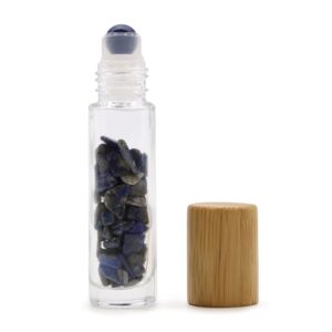 Gemstone Essential Oil Roller Bottle – Sodalite  – Wooden Cap | www.artisan-gifts.co.uk 1