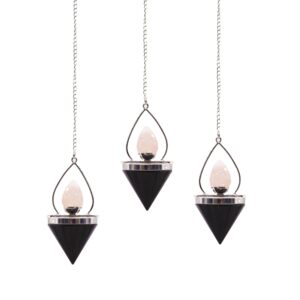 Gemstone Lantern of Life Pendulum – Black Agate & Rose Quartz | www.artisan-gifts.co.uk