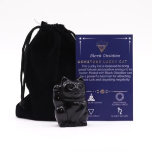 Gemstone Lucky Cat – Black Obsidian | www.artisan-gifts.co.uk