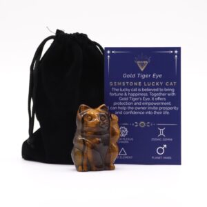 Gemstone Lucky Cat – Gold Tiger Eye | www.artisan-gifts.co.uk