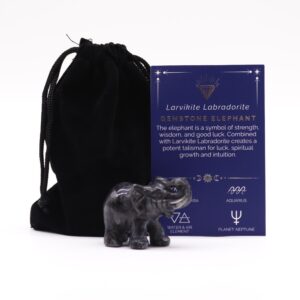 Gemstone Lucky Elephant – Larvikite Labradorite | www.artisan-gifts.co.uk