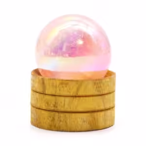 Gemstone Sphere 40mm – Rose Quartz Titanium Aura with Stand | www.artisan-gifts.co.uk