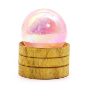 Gemstone Sphere 40mm – Rose Quartz Titanium Aura with Stand | www.artisan-gifts.co.uk