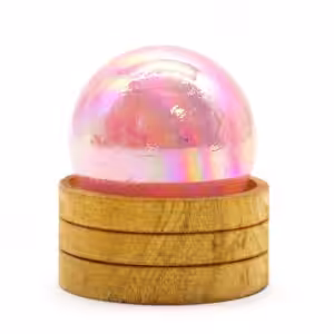 Gemstone Sphere 50mm – Rose Quartz Titanium Aura with Stand | www.artisan-gifts.co.uk