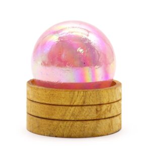 Gemstone Sphere 50mm – Rose Quartz Titanium Aura with Stand | www.artisan-gifts.co.uk