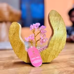 Gemstone Tree Garden – Mango Wood Open Ring – Rose Quartz – 60 chipstones | www.artisan-gifts.co.uk