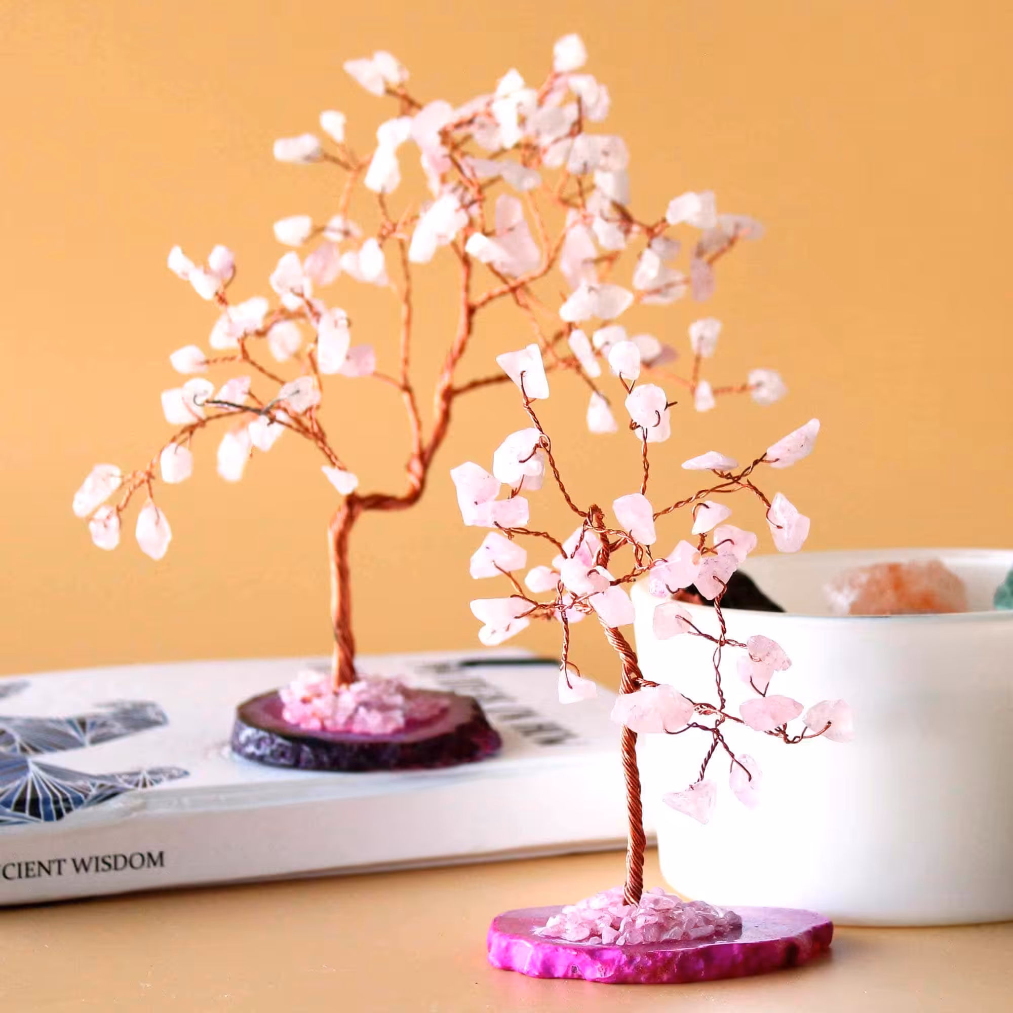 Gemstone Tree – Rose Quartz on Pink Agate Base (35 stones) | www.artisan-gifts.co.uk 3 Gemstone Tree – Rose Quartz on Pink Agate Base (35 stones) | www.artisan-gifts.co.uk 2