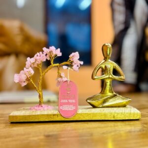 Gemstone Yoga Garden – Namaste Pose – Rose Quartz Tilted Tree – 100 chipstones | www.artisan-gifts.co.uk